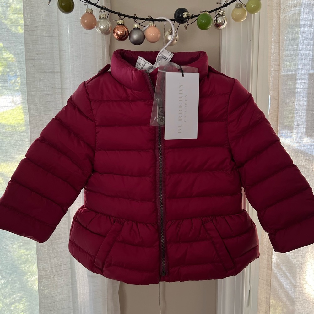 NWT Burberry baby down jacket 12M